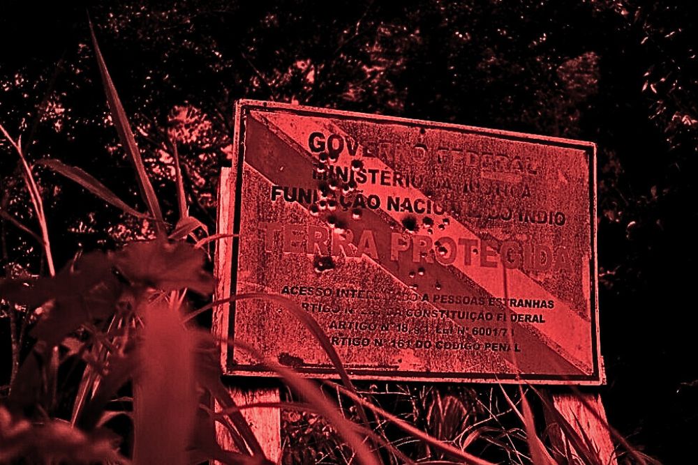 terra protegida funai placa tiros Movimento indígena pede garantia de continuidade na proteção da TI Uru-Eu-Wau-Wau