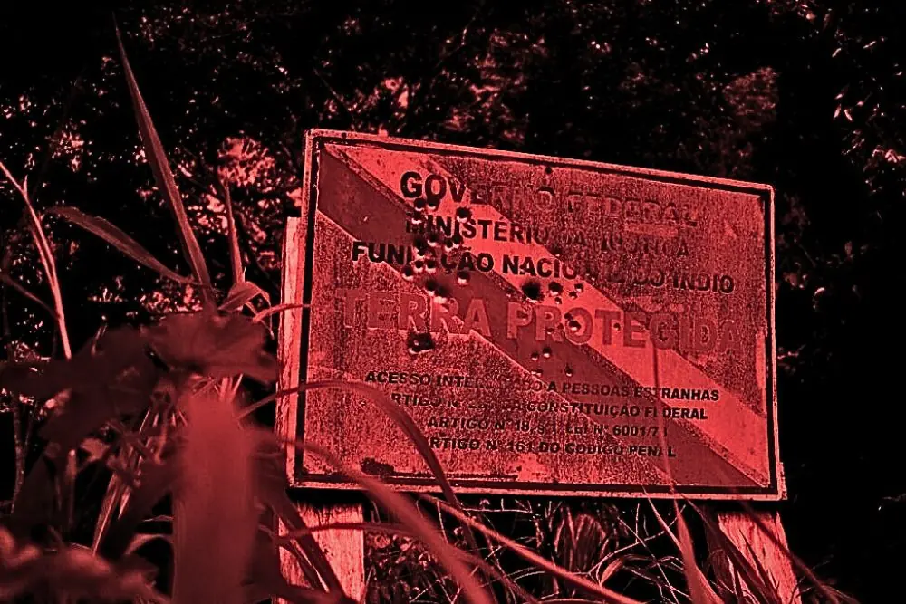 terra protegida funai placa tiros Movimento indígena pede garantia de continuidade na proteção da TI Uru-Eu-Wau-Wau